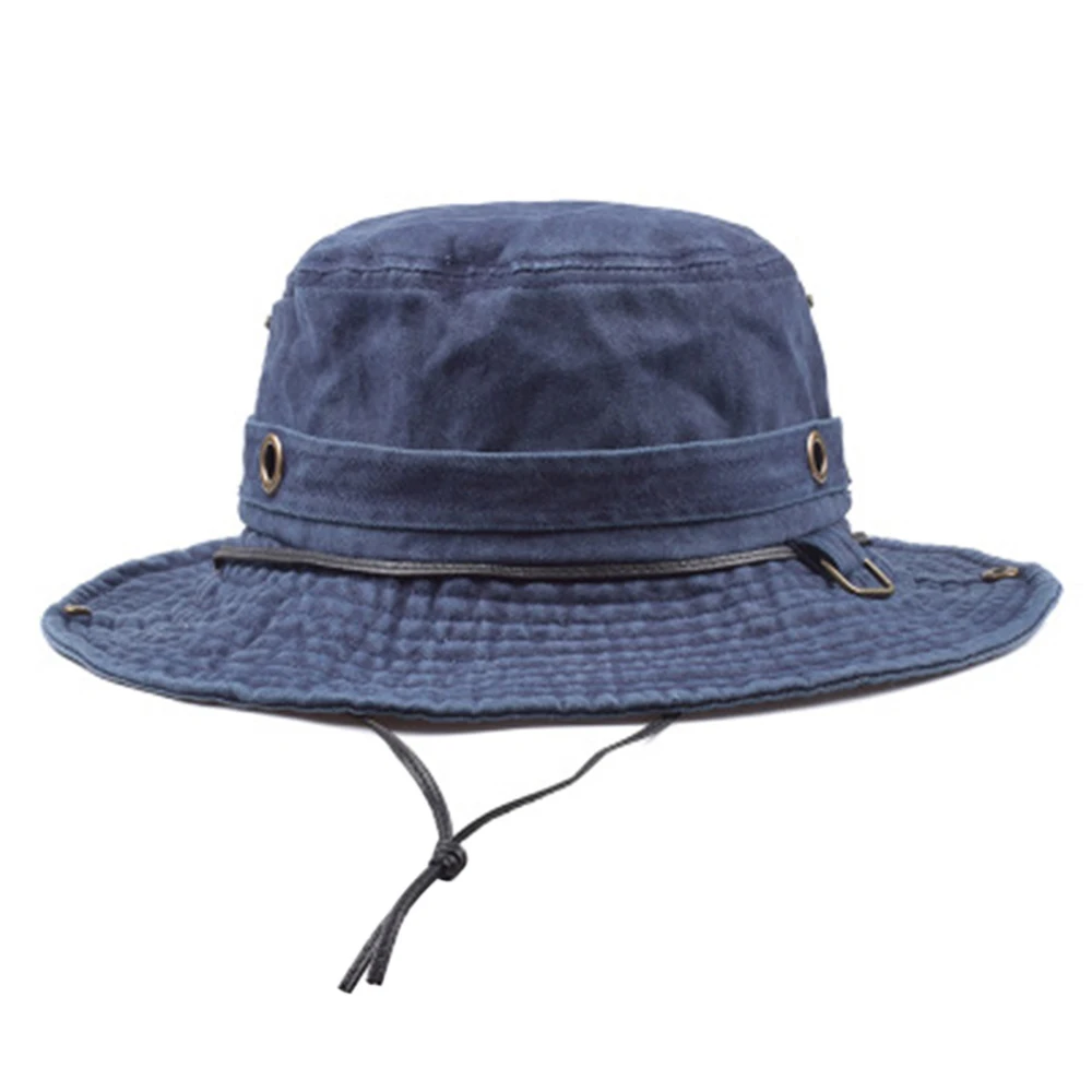 Navy Blue Шляпа от солнца ведро карго сафари Лето Рыбалка шляпа для мужчин женщин - Цвет: Navy Blue