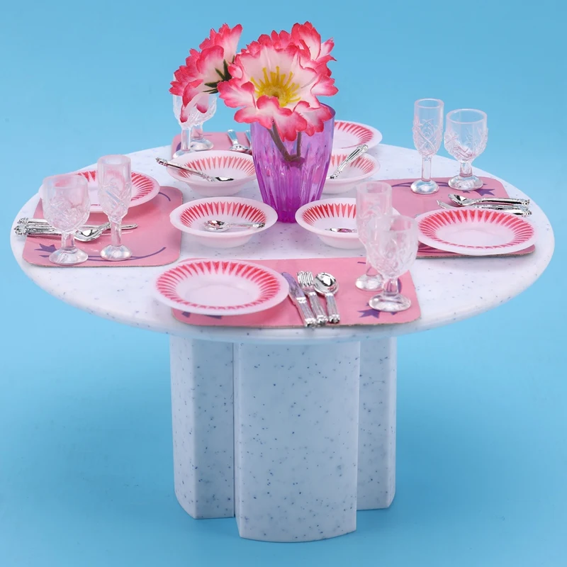  Simulation Mini Dining Table 3-6 Years Old Girl Play House Toy Kitchen Dining Chair Model Toy