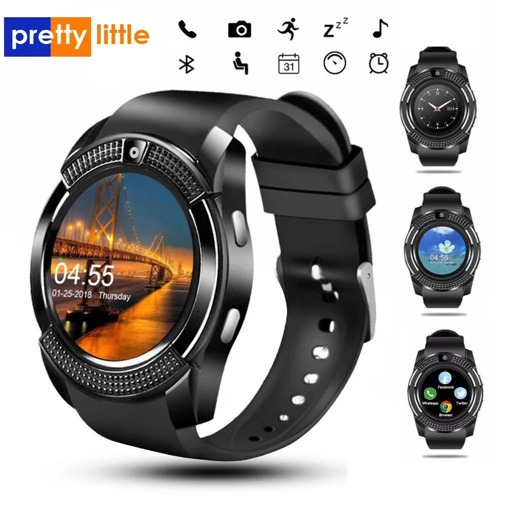 v8 Smart Watch sim card Men camera rounded Answer Call Dial Call Smartwatch android Fitness Tracker Sport
