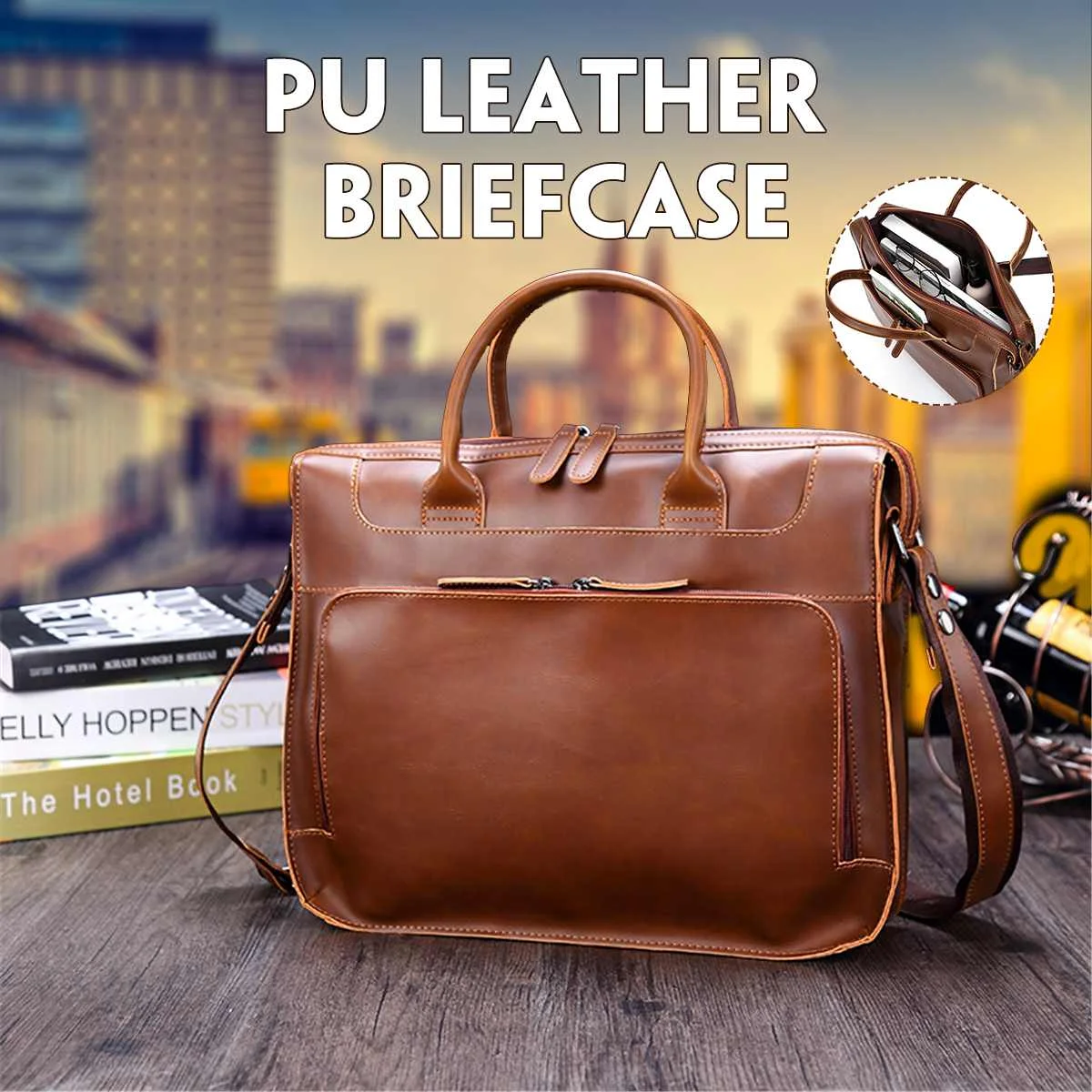 

PU Leather Briefcase Mens Fashion Retro Leather Handbags Crossbody Bags Men's High Quality Luxury Business Messenger Bags Laptop