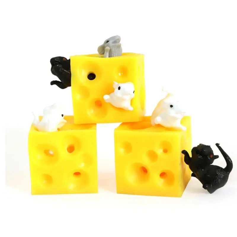

Mouse and Cheese Toy Sloth Hide and Seek Stress Relief Toy 2 Figures And Cheese Block Stress Busting Fidget Toys Gift