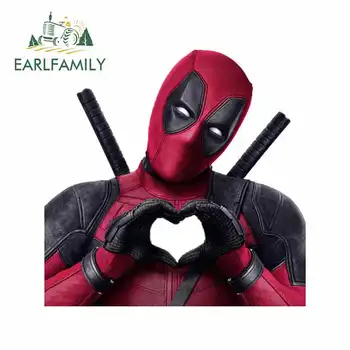 

Earlfamily 13cm x 11.9cm For Deadpool Heart Funny Car Stickers Waterproof Occlusion Scratch Sunscreen Suitable For VAN RV SUV