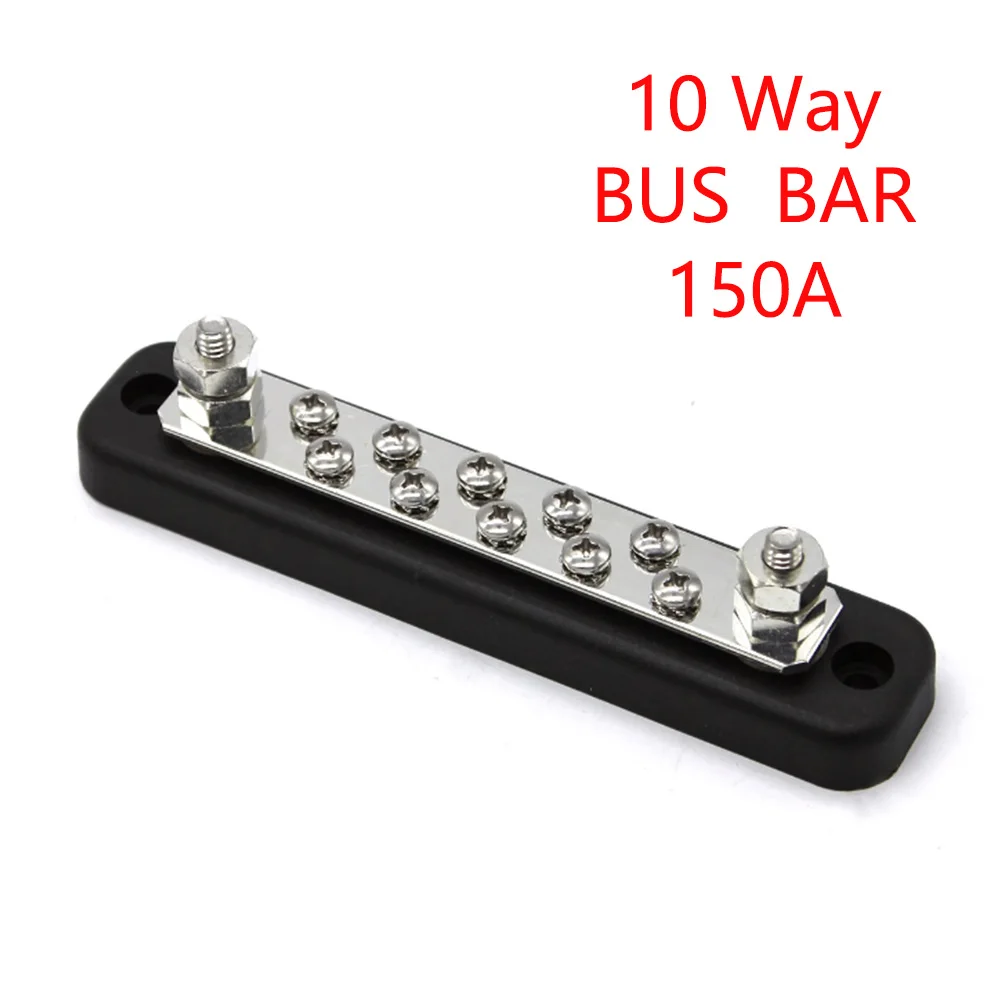 10way 150a Rated Cover Terminal Ground For Boats Power Distribution Module Wear Resistant Bus Bar Block Car Marine Durable