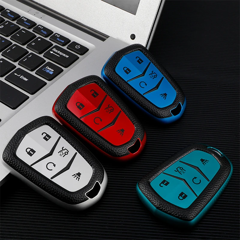 Tpu Leather Key Fob Case Cover Bag For Cadillac Ats Ct6 Cts Srx Xt5 Xts