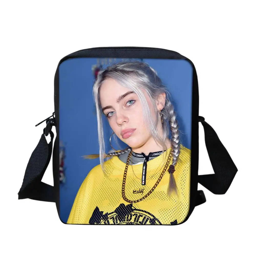 ELVISWORDS Billie Eilish, 3D принт, сумка-мессенджер для девочек-подростков, дорожные сумки, детские школьные сумки, повседневная сумка через плечо в стиле Харадзюку - Цвет: HMQ025E