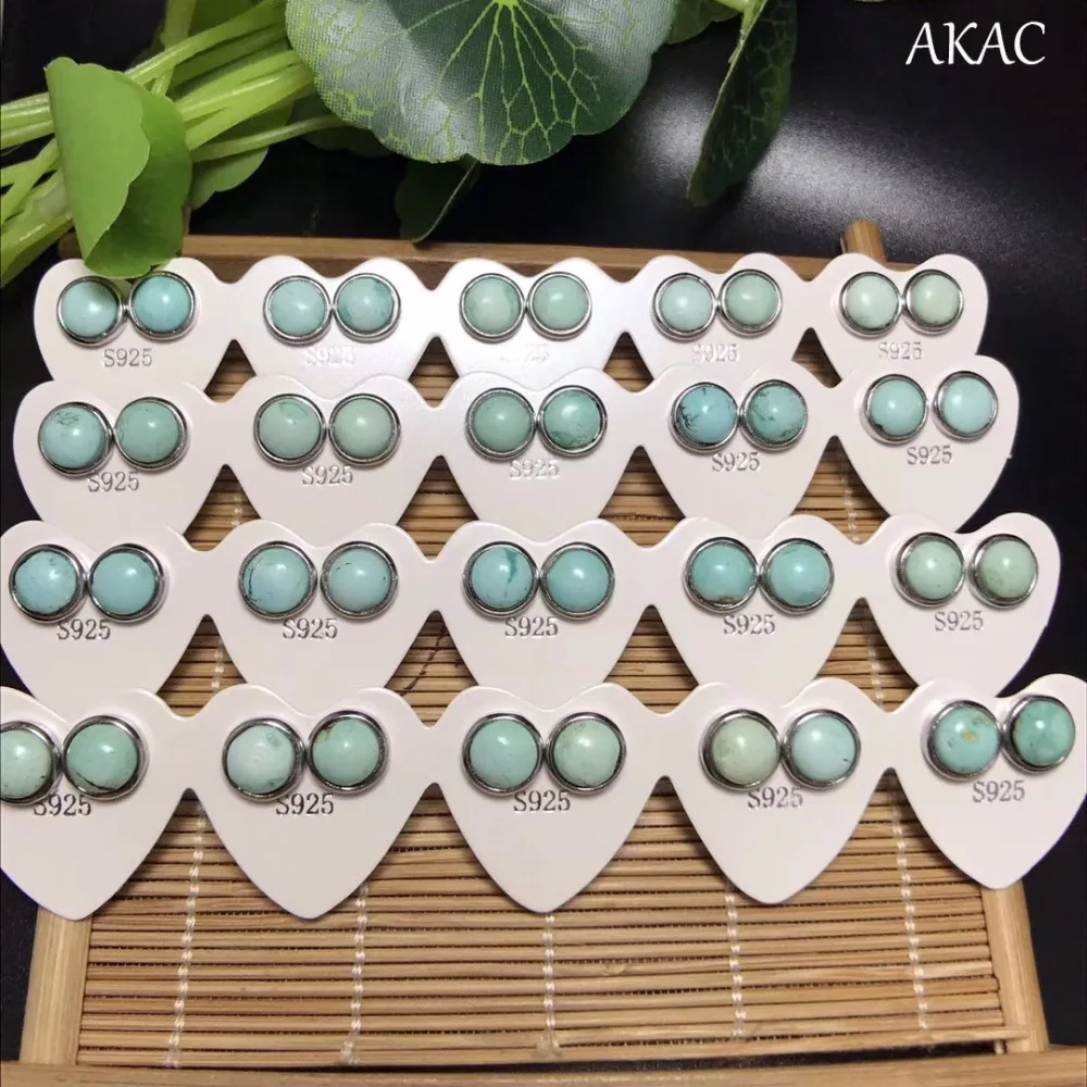 AKAC естественный бирюзово-зеленый серьги-гвоздики для женщин серьги 1 пар/уп