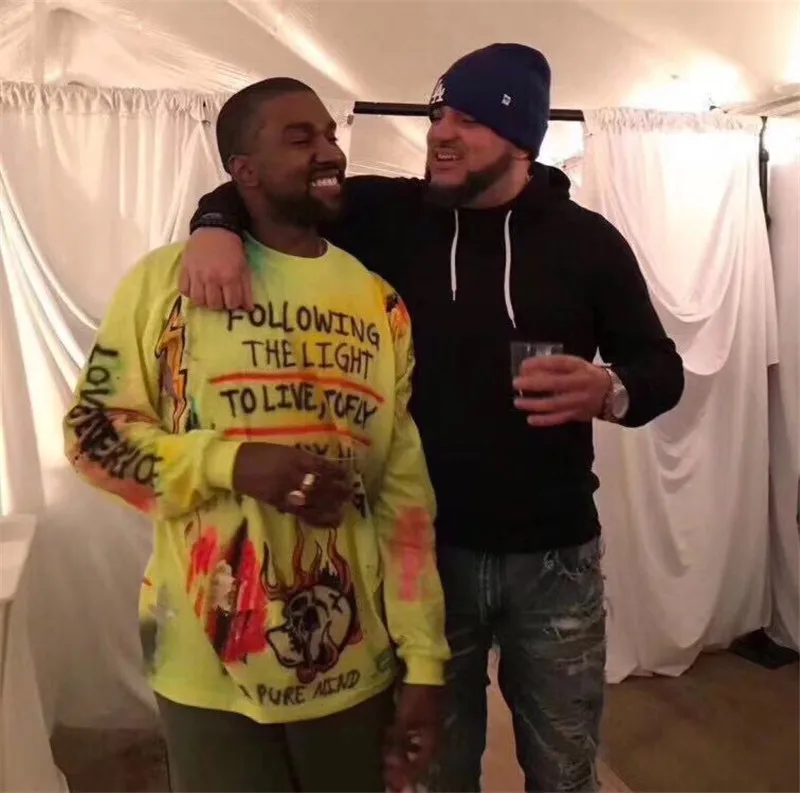 Kanye West/мужская толстовка с круглым вырезом в стиле хип-хоп с принтом «призраки»; Новое поступление; уличная одежда больших размеров