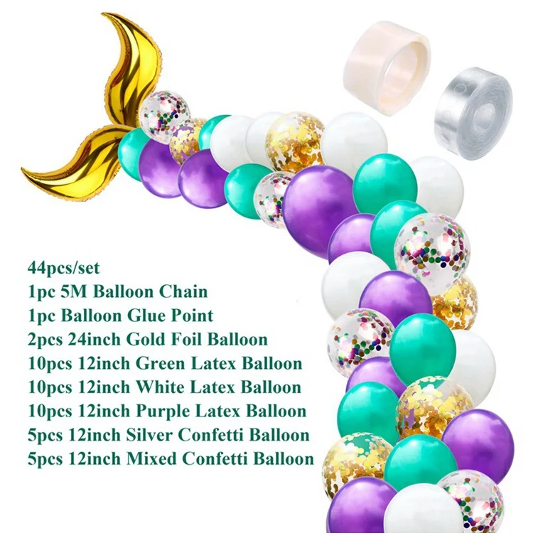FENGRISE Metallic Latex Balloons Mermaid Tail Mermaid Party baloon Little Mermaid Birthday Party Decorations Kids Wedding Decor - Цвет: Mermaid Balloon 02