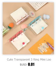 Cute Transparent Mini Loose-leaf Notebook Creative Portable Pocket Hand Book 3 Ring Binder Kawaii School Supplies Stationery