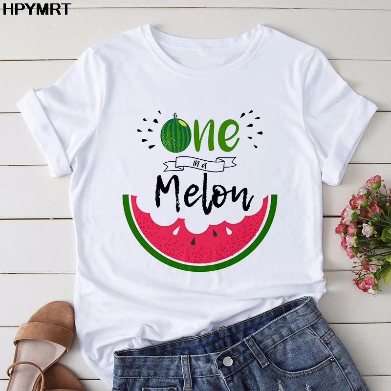 

One in a melon, летняя новая модная футболка для женщин, Harajuku, забавная футболка с коротким рукавом, милая графическая футболка, женские футболки с рисунком