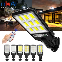 Lampe solaire d'extérieur avec 3 modes d'éclairage, détecteur de mouvement, imperméable, éclairage de sécurité, idéal pour un jardin, un Patio, un sentier ou une cour 