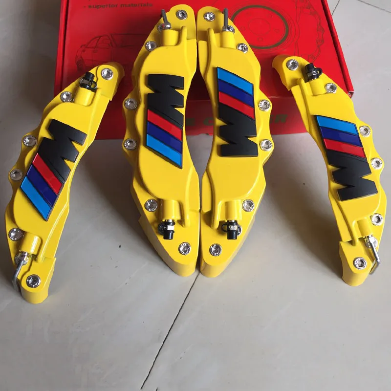 Yellow Black 3M Металлический дисковый тормозной суппорт крышка с Карбоновым фильтром M power пластик M power 4 цвета аксессуары для стайлинга автомобилей украшения - Название цвета: Yellow Black 3M