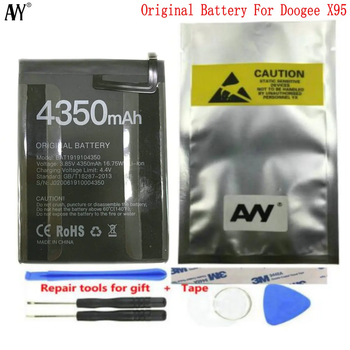 

AVY 4350mAh Battery for Doogee X95 Replacement Original Batteries Rechargeable Li-polymer 6.52''MTK6737 Mobile Phone Bateria