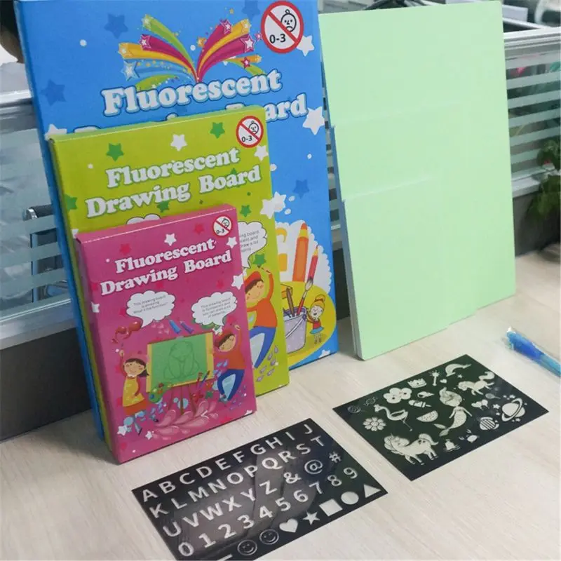 А4 Рисование с светильник в темноте Дети сверхмощный чертежная доска набор английский язык игрушка для мальчиков и девочек