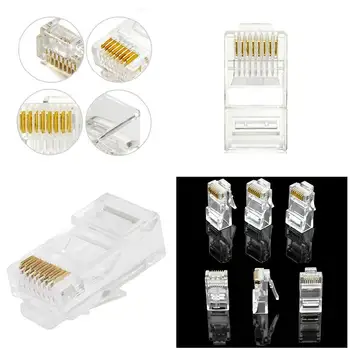 

100Pcs High Crystal Quality RJ45 Networks Gold Plated Head Adapter ND998