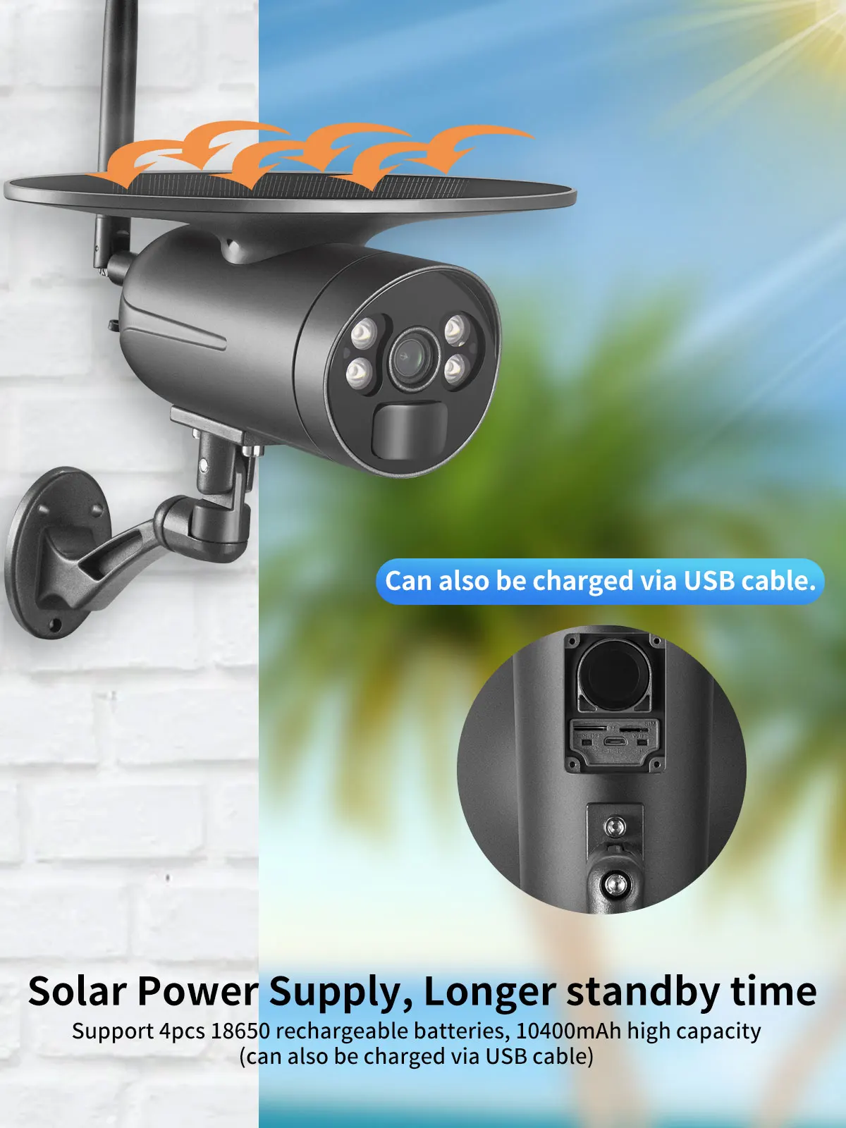 dummy camera AZISHN Solar Power Camera WiFi 1080P Tuya APP Security Wireless Battery Camera Outdoor 4 Array Leds Night Vision CCTV Surveillan outdoor use wireless surveillance cameras