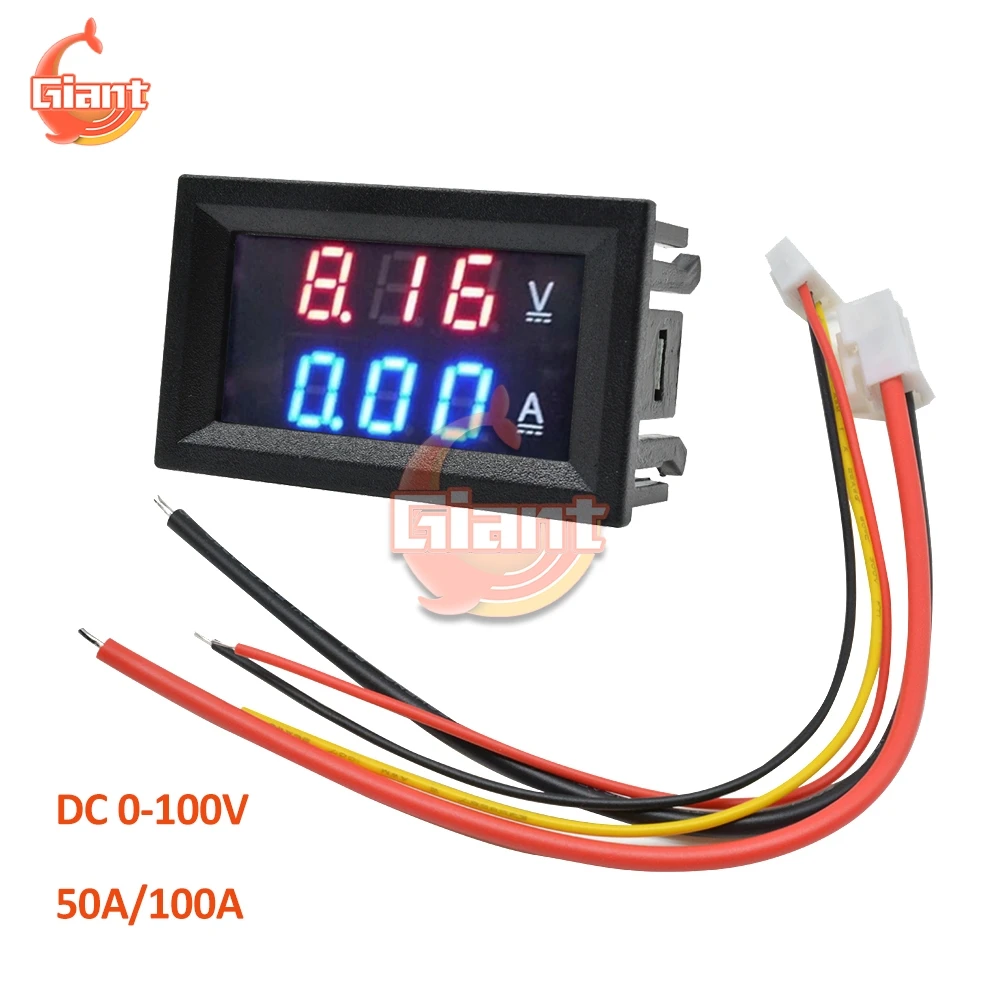Dc 100V 10/50/100A Voltmeter Amperemeter LED Amp Dual Digital Volt-Meter Gauge 