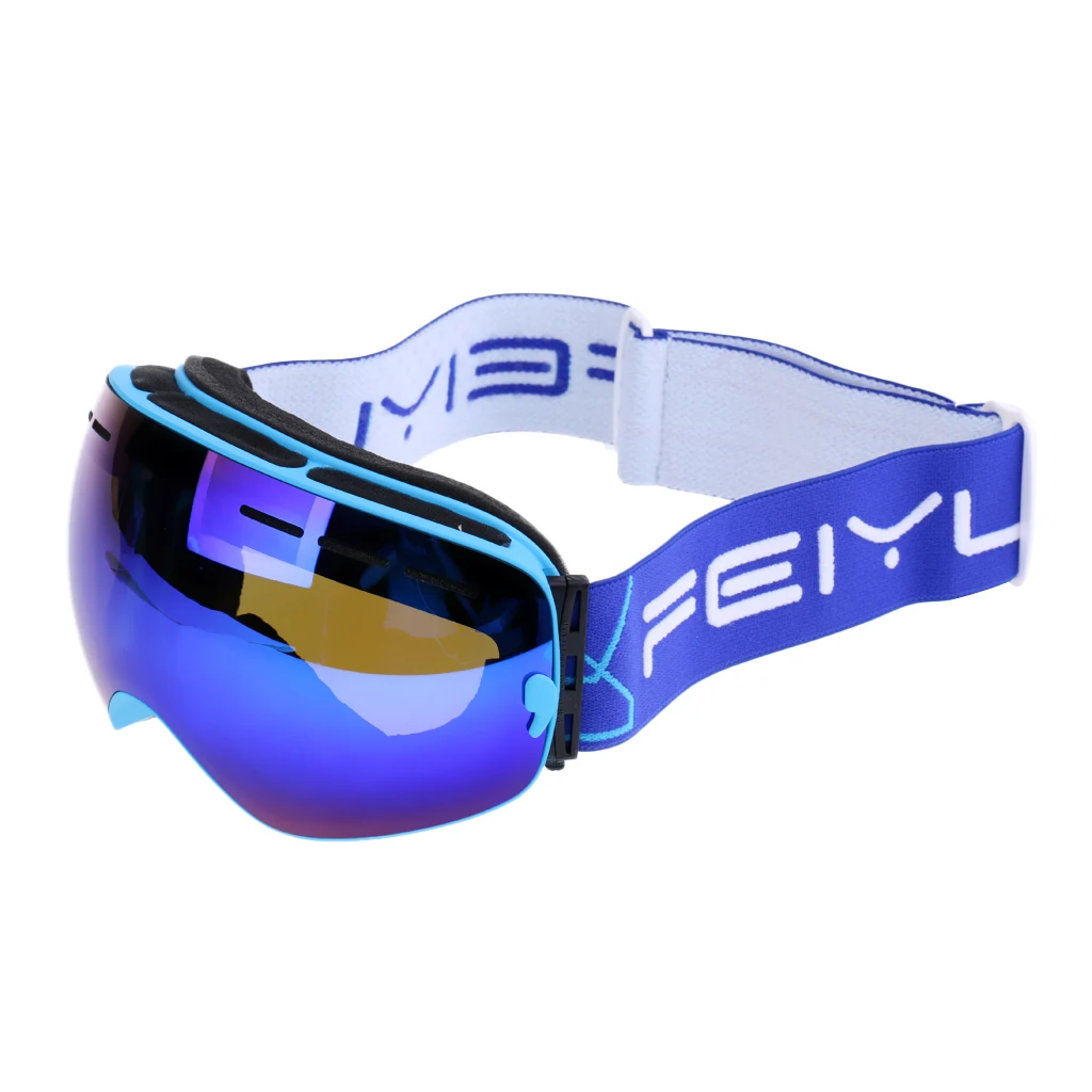 Blue Frame Blue Len Взрослые противотуманные двойные снежные линзы зимние уличные сноуборд лыжные очки Съемный ремень сноуборд очки - Цвет: Blue Frame Blue Len