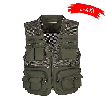 

Photographer Mesh Waistcoat Tactical Vest Coat Fashion Men's Summer Work Sleeveless Jacket Tool Many Pocket Vest Male