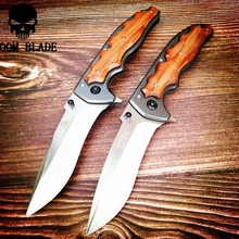 230mm 5CR15MOV Blade Quick Open Knives Portable Tactical Folding Knife Color Wood Handle Camping Survival Pocket Knives Outdoor