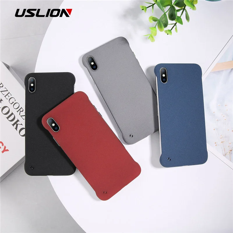

USLION Candy Color Frameless Case For iPhone X XR XS Max Matte Phone Case For iPhone 7 8 6 6S Plus Ultra Slim Hard PC Back Cover