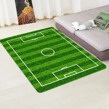 

DishyKooker Mini Football Field Pattern Non Slip Area Rug for Home Living Room