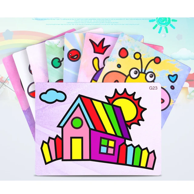 10Pcs Children Creative DIY Sand Painting Montessori Learning Educational Drawing Toys Children Art Doodle Pad Crafts Games Gift 2
