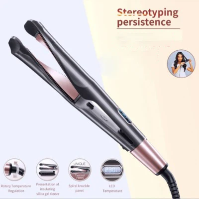 

Professional Straightener Curler 2 In 1 Hair Straightener Hair Crimper CeramicSpiral Plate
