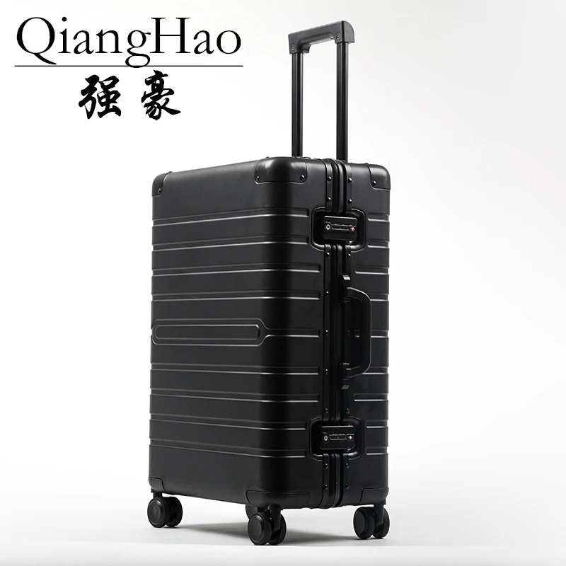 Black 20"24"28"inch Aluminum alloy frame business trip suitcases and travel bags valise cabine koffer maletas carry on luggage - Цвет: Black