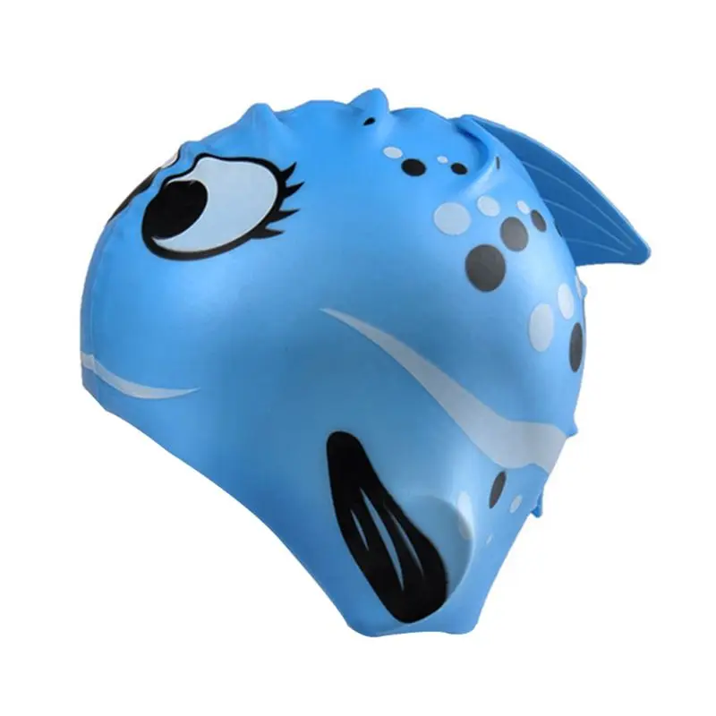 Blue 1 Детская Плавание ming Кепки с рисунками зверей из мультфильмов и принтом в виде рыбки Водонепроницаемый защита, шапка-ушанка для мальчика, мягкая силиконовая ткань легкий Плавание Применение - Цвет: Blue 1