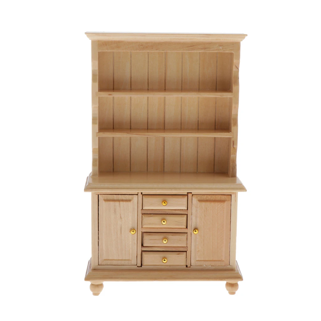 1/12 Multifunctional Cabinet for Doll House Any Rooms Decor, European Style, Handcrafts Collectibles, Kids Pretend Play Toy