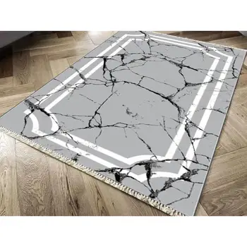 

Slip-resistant Outsole Digital Print Velvet Carpet Linear Stone Gray 80x200 cm