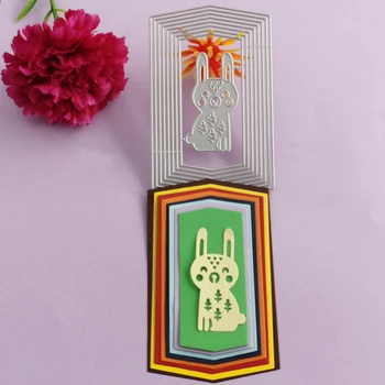 

Multi-level rabbit frame background wallpaper metal cutting die DIY scrapbook / album decorative paper card mold