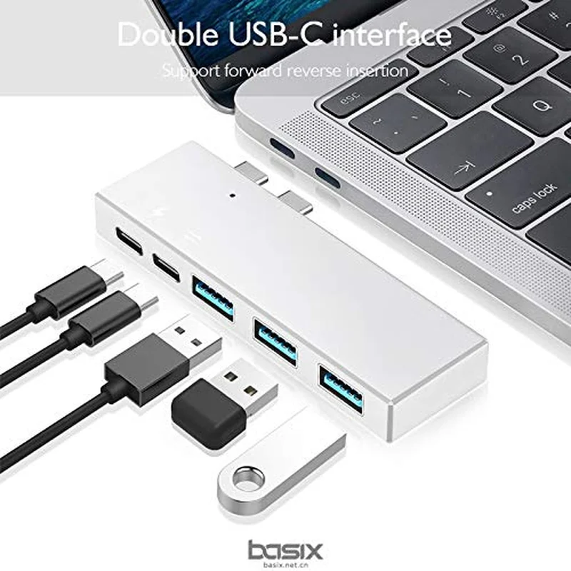 Basix USB C концентратор для Мульти USB 3,0 концентратор зарядка PD и передача данных для 1" 15" MacBook Pro Thunderbolt 3 двойной концентратор типа C