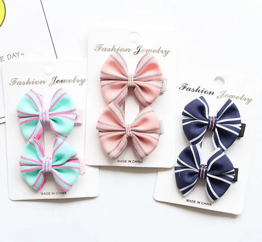 Новый дизайн заколки для волос в рубчик с бантом девочек детские аксессуары