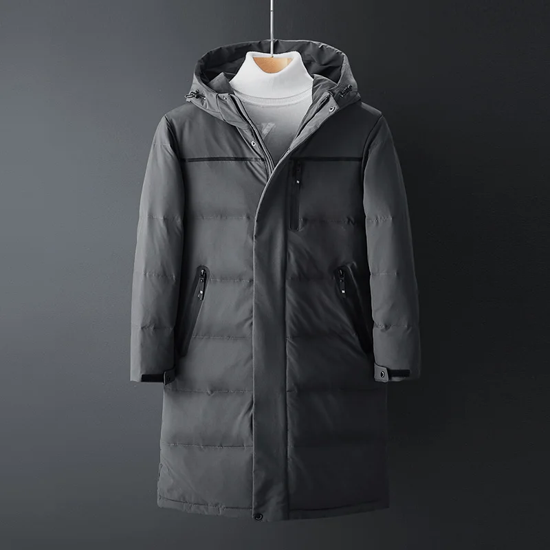 Мужская зимняя длинная пуховая куртка с капюшоном, худи верхняя одежда, парка, пальто, Толстая Теплая мужская одежда, мужская утепленная куртка, отцы JK-807 - Цвет: Серый