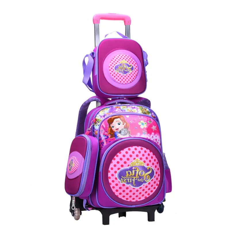 6 wheels 3bags Дети капитан Mochilas Дети Школьные сумки с чемодан-тележка на колесах для мальчиков девочек рюкзак Mochila Infantil Bolsas - Цвет: 6 wheels 3bags