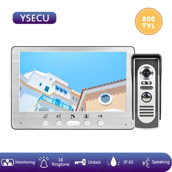 

YSECU 7'' 800TVL Wired Door Intercom Video Door Phone Support Electronic Lock Home Video Intercoms Waterproof IR LED