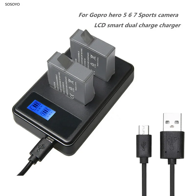 AHDBT-501 зарядное устройство двойной зарядки ЖК-экран дисплей USB кабель для Gopro Hero 5 6 7 аксессуары для спортивной камеры(10
