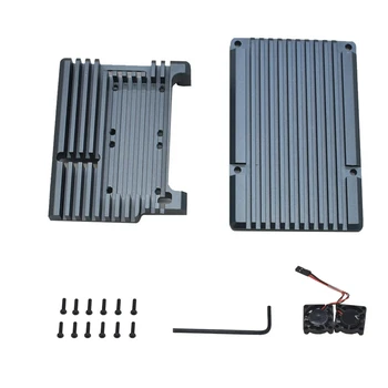 

for Raspberry Pi 4 4B Aluminum Case Enclosure CNC Cover with Heatsink Cooling Dual Fan for Raspberry Pi 4 Model B