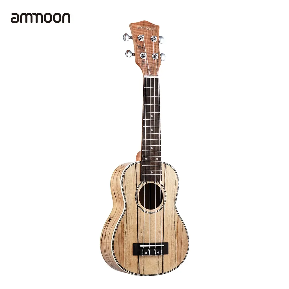 Ammoon сопрано Ukelele 21 дюймов Spalted клен корпус палисандр гриф Гавайская укулеле набор с тюнером мешок Ткань для очистки