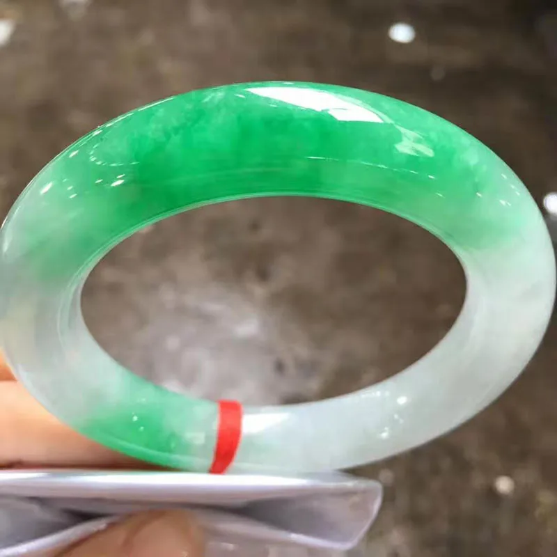 Myanmar Jadeite ice прозрачный идеальный Два зеленых круглых бара браслет(включая сертификат