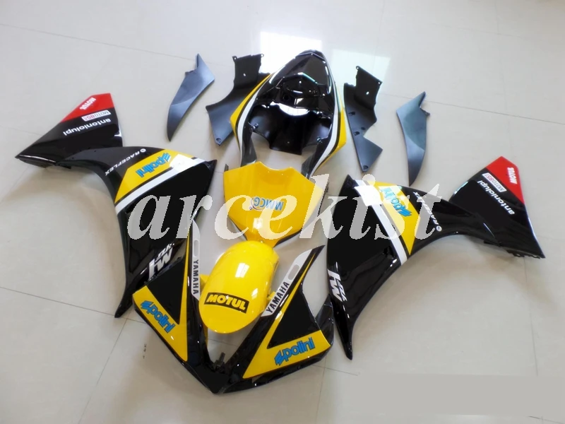 Инъекций ABS Обтекатели комплект подходит для Yamaha YZF1000 R1 09, 10, 11, 12, 13, 14, 2009 2010 2011 2012 2013 тела комплект желтого и черного цвета