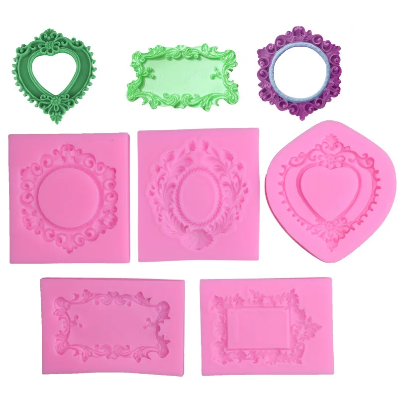 

New Frame Fondant Silicone Mold European Retro Photo Frame Baby Biscuit Mold Chocolate Mold Baking Tools Cake Decoration Tools