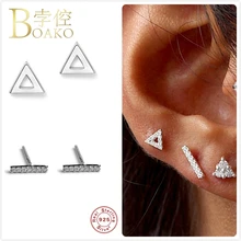 925 пробы серебряные серьги для женщин золотистые серьги с цирконами для девочек хрящи для ушей костяные серьги для мужчин геометрический минимализм aretes Z5