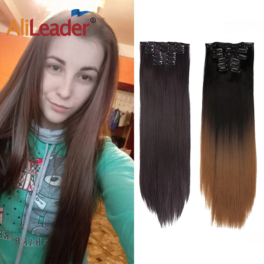 Alileader extensiones de cabello postizas sintéticas, 6 piezas, 56Cm, 22  pulgadas, 16 Clips, rubio claro|clip in hair|clip in hair extensionsclip  ins - AliExpress