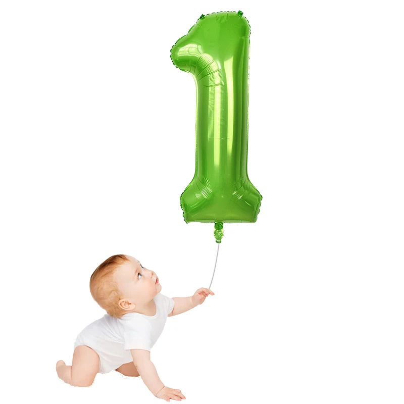 40 インチ緑ナンバーバルーン緑色 0-9 アルミ箔風船性別明らかシャワー誕生日パーティーの装飾空気ボール Aliexpress