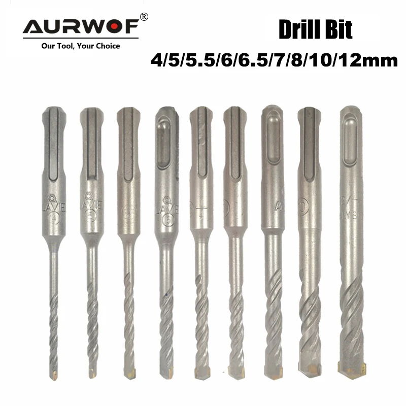 LAVIE 9pcs Electric Hammer SDS Plus Drill Bits Set 110mm Concrete Wall Brick Block Masonry Hole Saw Drilling 4mm 5mm 6mm 017