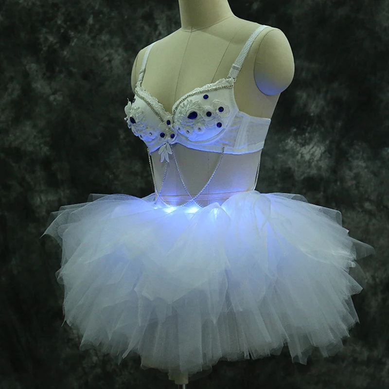 Светодиодный светящийся тканевый балетный костюм платье для диджея клуба