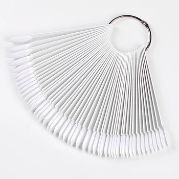 

50pcs Polish Palette Stand UV Gel Practice False Nail Tips Display Color Card With Ring Acrylic Tool Manicure Chart Oval Board